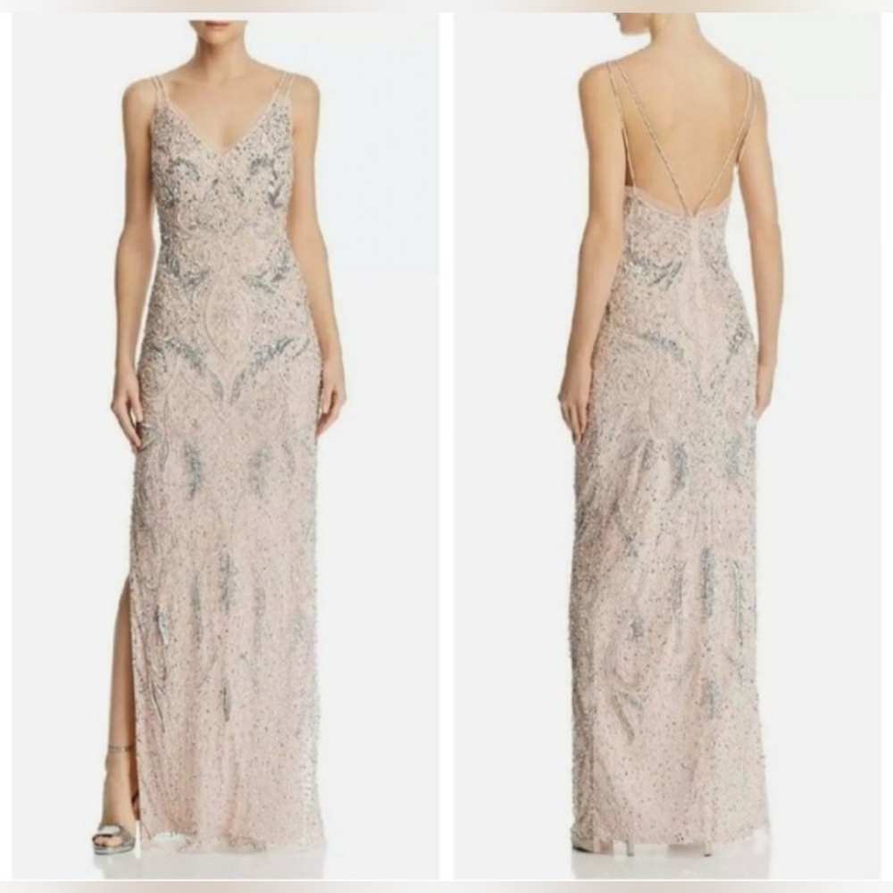 Aidan Mattox Pink and Silver Gown